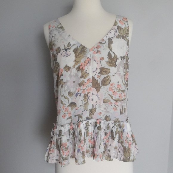 REBECCA TAYLOR Flora Silk Penelope V Neck TankTop - Picture 6 of 12